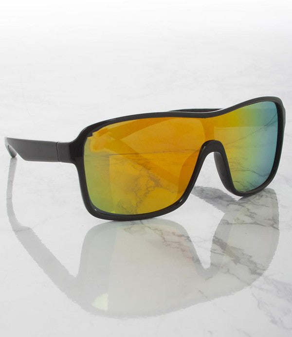 80s Goggle Style Mirrored Sunglasses